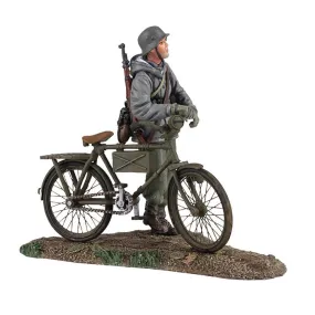 25037 German Volksgrenadier Wearing Parka Pushing Bicycle