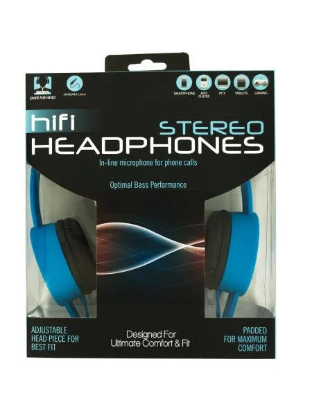 Adjustable Stereo Headphones with In-Line Microphone (Available in a pack of 1)