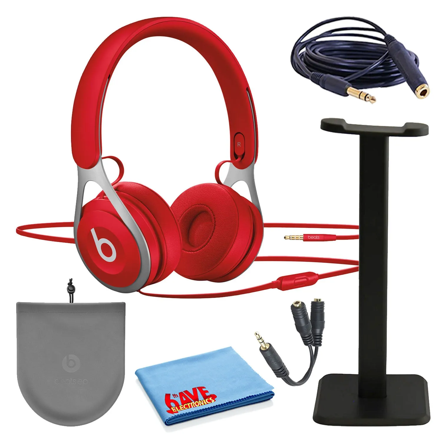 Beats EP On-Ear Wired Headphones Bundle with Stand   Extension Cable   Splitter -