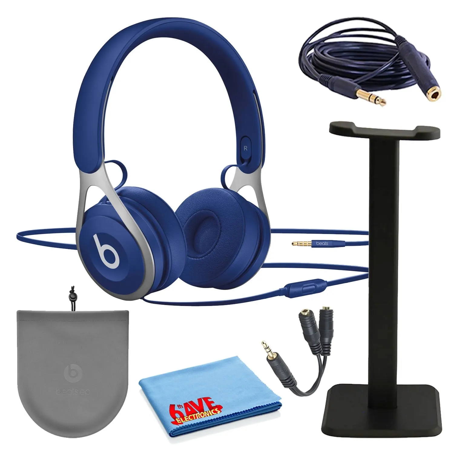 Beats EP On-Ear Wired Headphones Bundle with Stand   Extension Cable   Splitter -