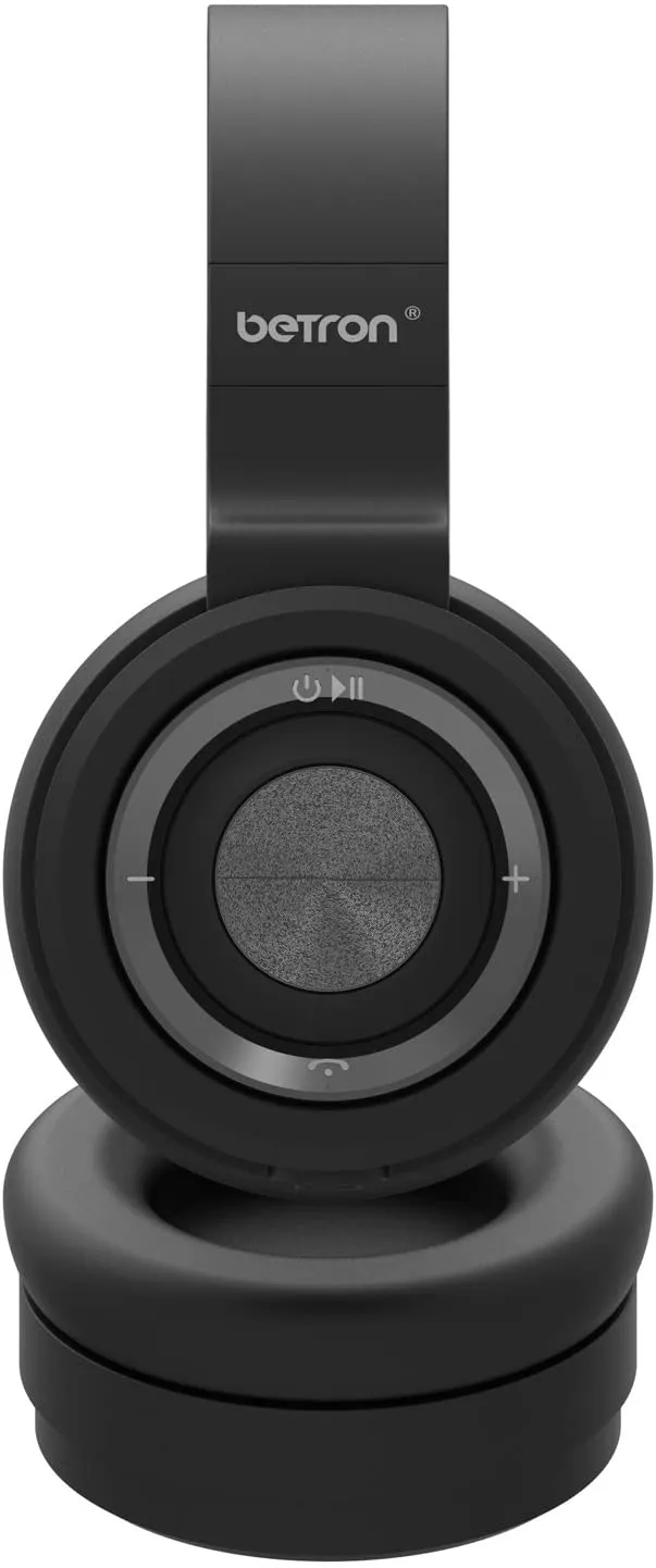 Betron BN15 Wireless Headphones With Mic On-Board Volume Control On-Ear Foldable Bluetooth Black