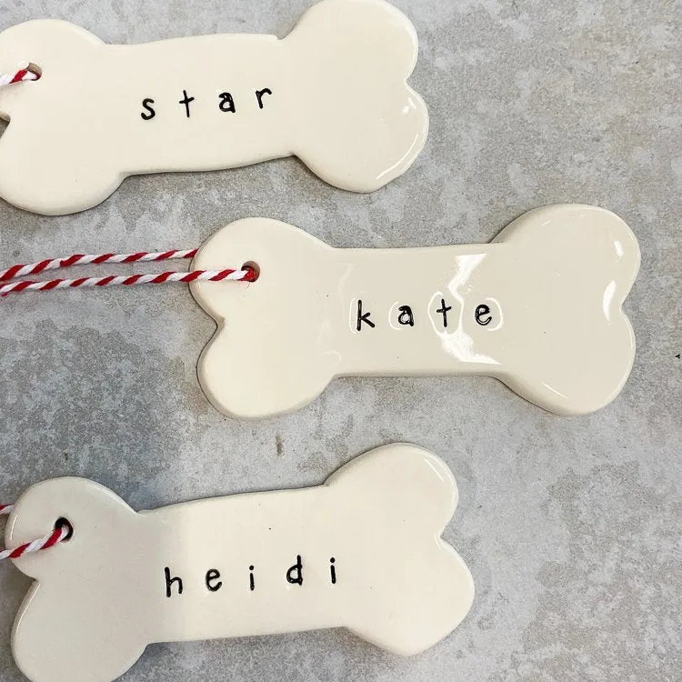 Ceramic Dog Bone Ornament Personalised