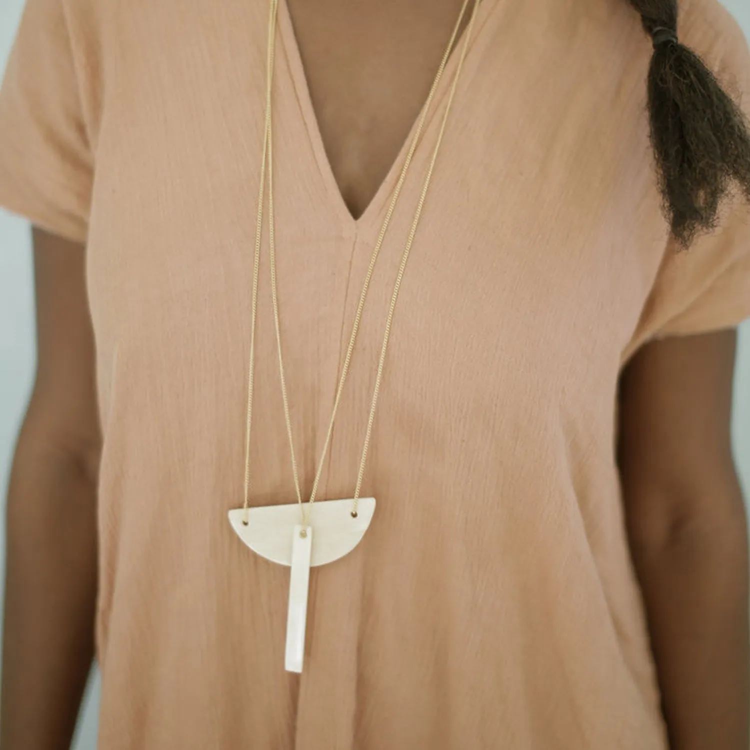 Demi Circle Necklace: Bone