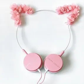 Girl's Pink Flower Cat Ear Headphones