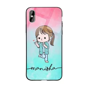 Glass Case With Green Red Cute Girl Name