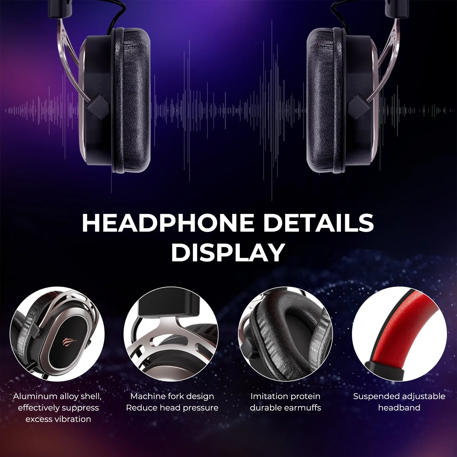 HAVIT H2008D Wired Gaming Headphones Detachable MIC 3.5mm Plug 50mm Drivers Surround Sound