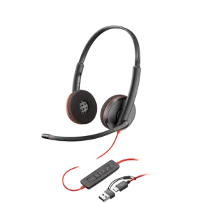 HP Poly Blackwire 3220 Stereo USB-C Headset with USB-C to USB-A Adapter