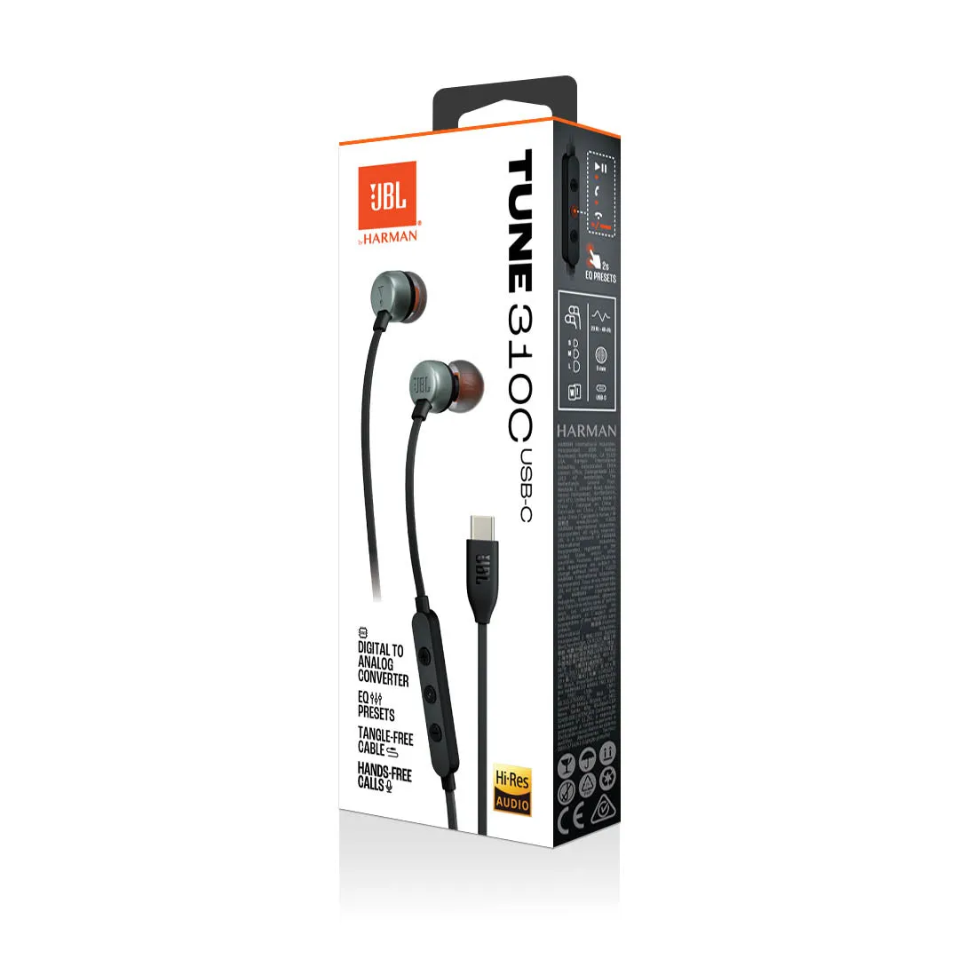 JBL Tune 310C Wired In-Ear Headphones - Black