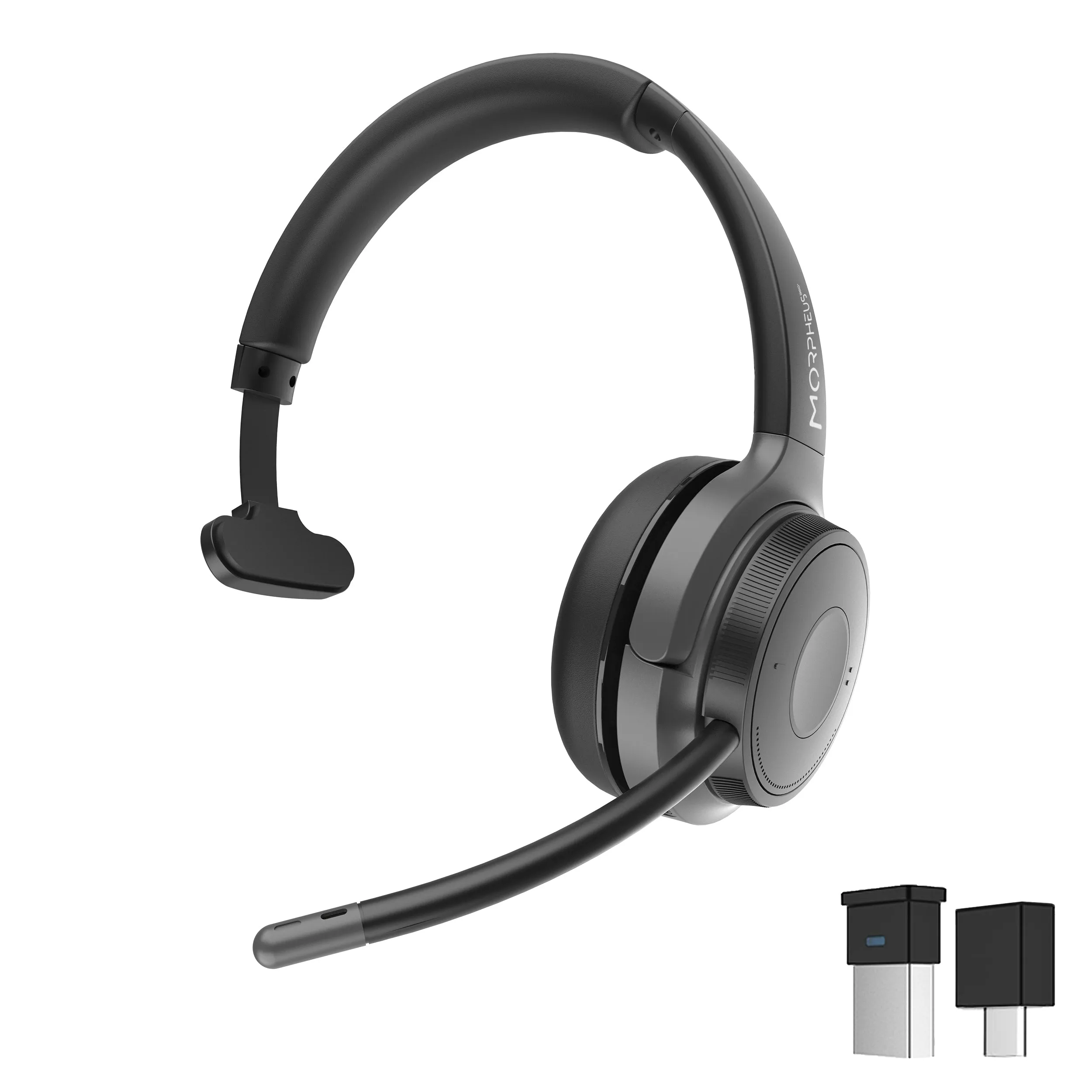 m360 Advantage Wireless Mono Headset with Detachable Boom Microphone - Bluetooth Headphones with Wireless Receiver-Dongle - UC Compatible - 30H - HS6200MBT