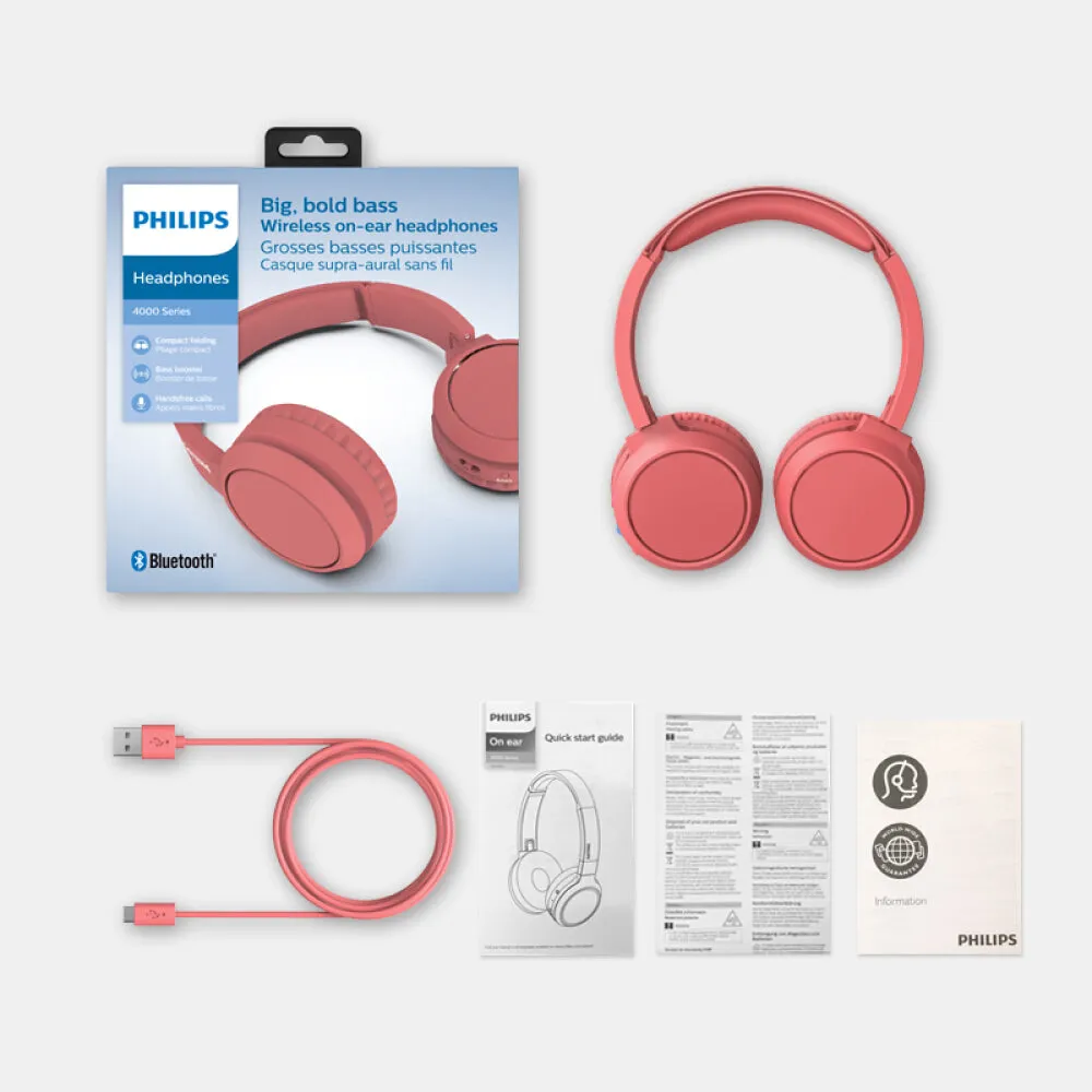 Philips TAH4205 Wireless Bluetooth On-Ear Headphones with Mic H4205