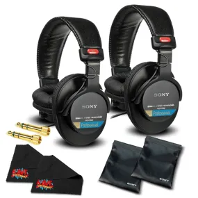 Sony MDR-7506 Headphones Professional Headphones (2 Pack) Bundle with 1 Year Extended Warranty