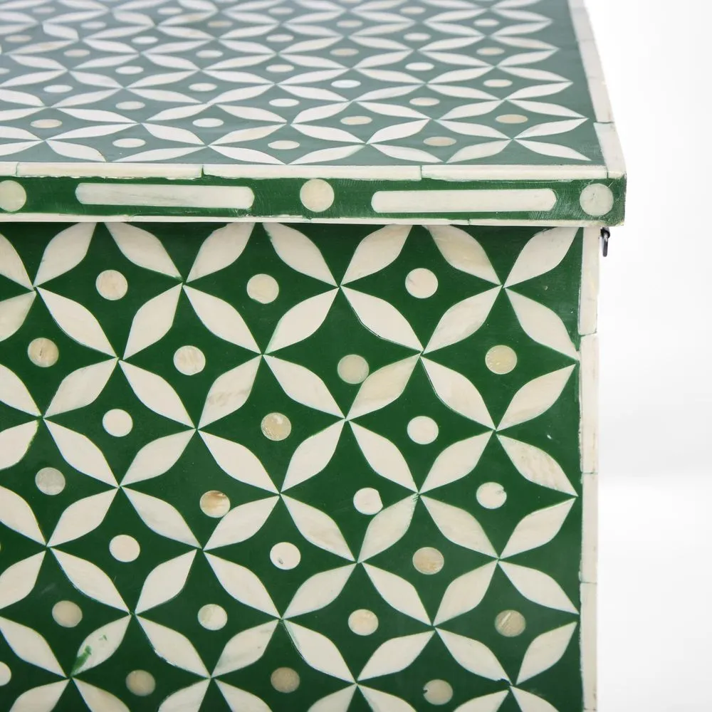 Stella Bone Inlay Console Table Green/White