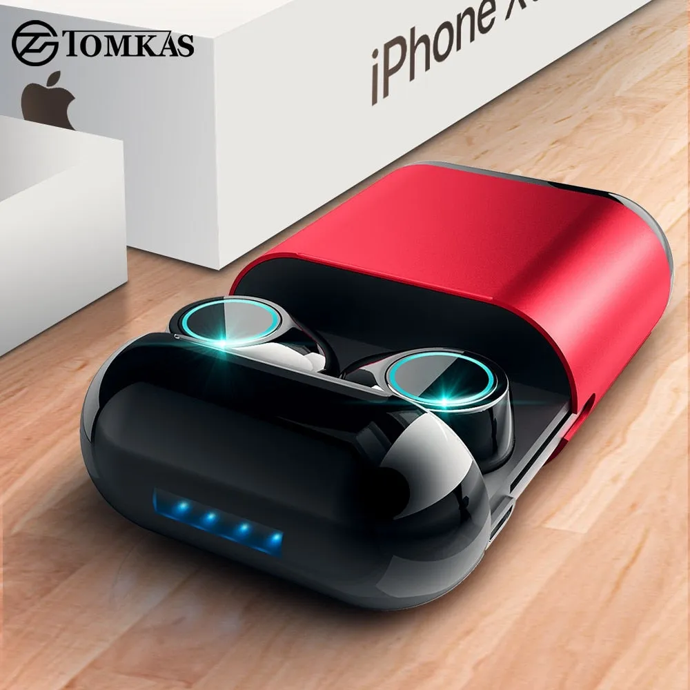 TOMKAS Bluetooth Headphones TWS Earbuds Wireless Bluetooth Earphones Stereo Headset Bluetooth Earphone With Mic and Charging Box