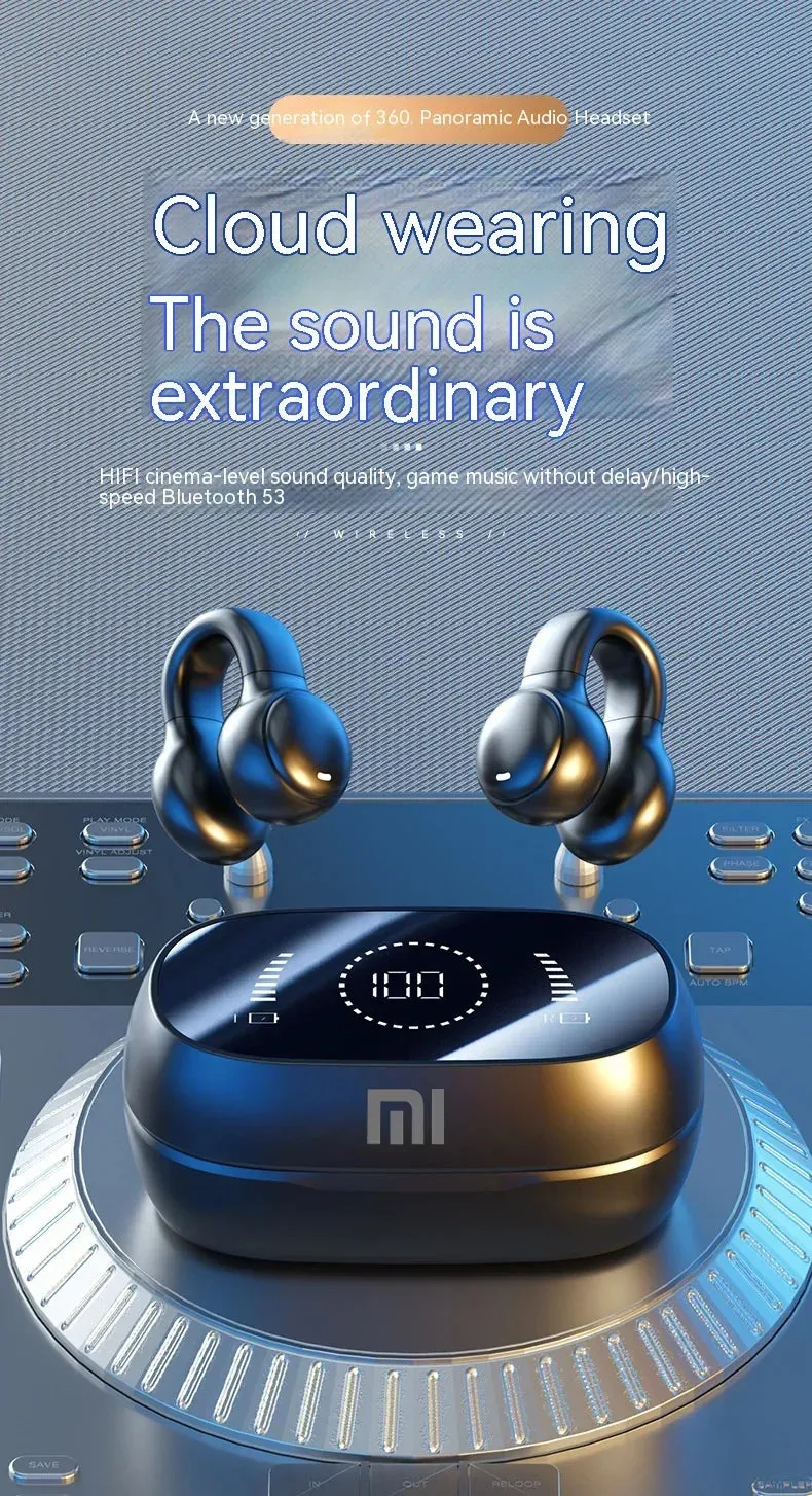 Toocki M47 Earclip Wireless Earphone Bluetooth5.3 LED Display Noise Cancelling Mini Earbuds Waterproof Sports Headset HiFi Sound