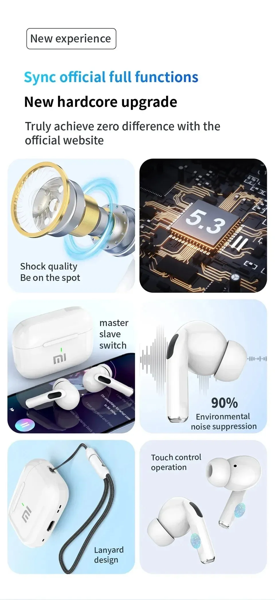 XIAOMI Wireless Bluetooth 5.3 Earphones ANC TWS Touch Control Active Noise Cancelling In Ear Buds Sport Earphones With Mic